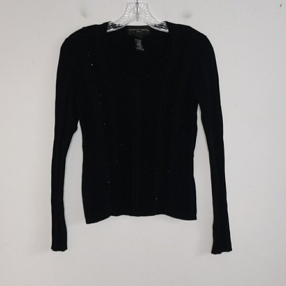 august silk Sweaters - August Silk Knits Black Beaded Sweater